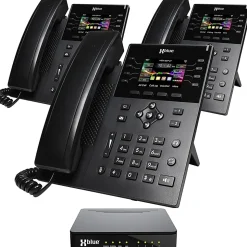 XBLUE QB1 Advanced Business Communications System Bundle With (3) IP8g Telephones, Black