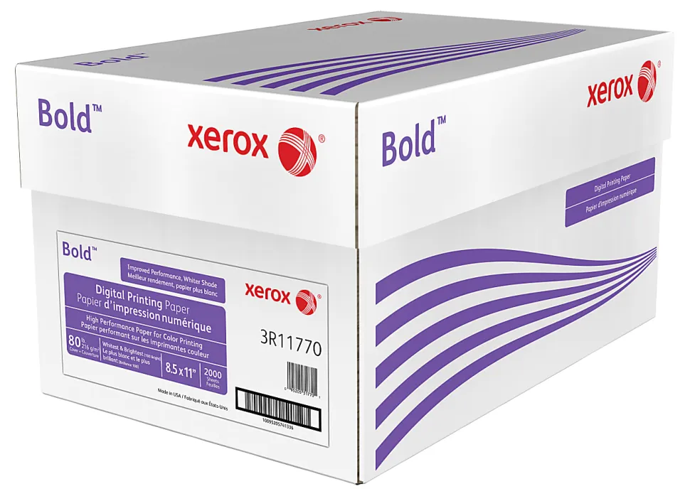 Xerox® Bold Digital™ Printing Paper, 8 Reams, Letter Size (8 1/2" x 11"), 100 (U.S.) Brightness, 80 Lb, Cover, FSC® Certified, 250 Sheets Per Ream