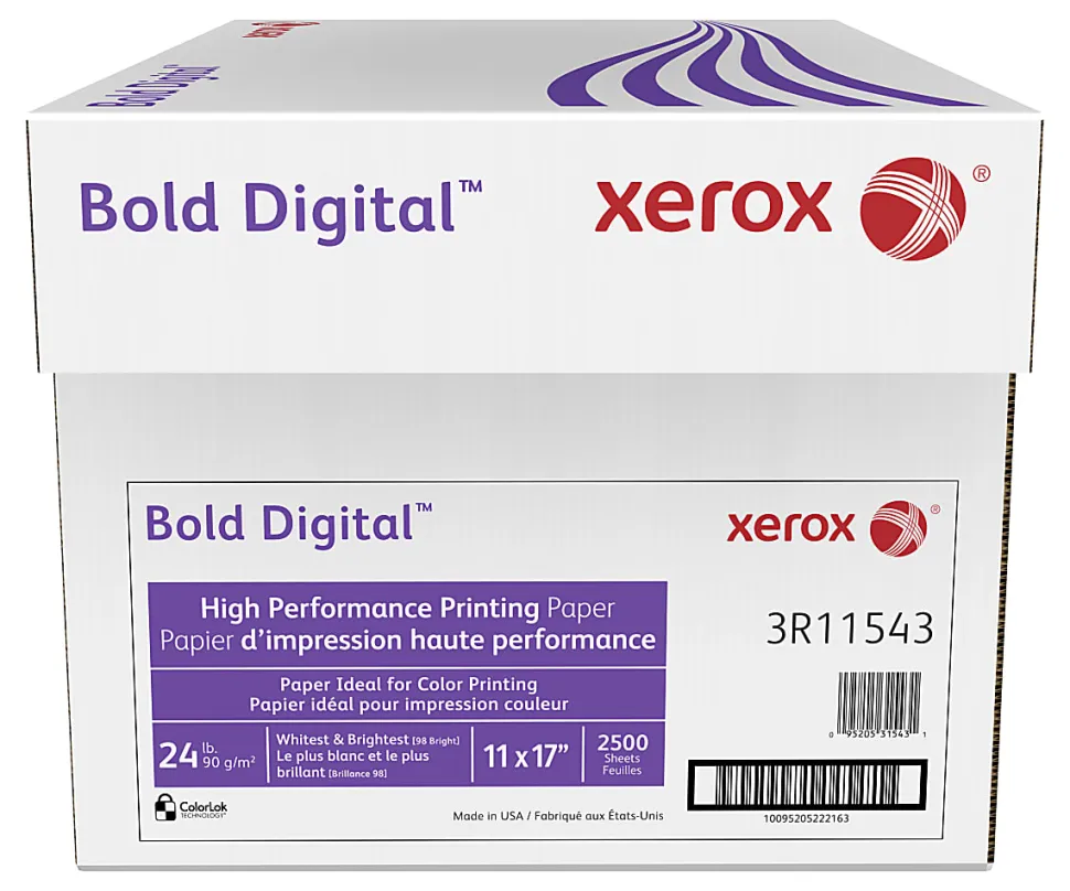 Xerox® Bold Digital™ Printing Paper, 5 Reams, Ledger Size (11" x 17"), 98 (U.S.) Brightness, 24 Lb, FSC® Certified, Ream Of 500 sheets