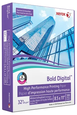 Xerox® Bold Digital™ Printing Paper, 1 Ream, Letter Size (8 1/2"x11"), 100 (U.S.) Brightness, 32 Lb Text (120 gsm), FSC® Certified, Ream Of 500 Sheets