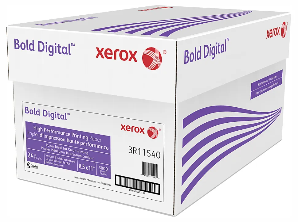Xerox® Bold Digital™ Printing Paper, 1 Ream, Letter Size (8 1/2" x 11"), 98 (U.S.) Brightness, 24 Lb, FSC® Certified, Ream Of 500 sheets
