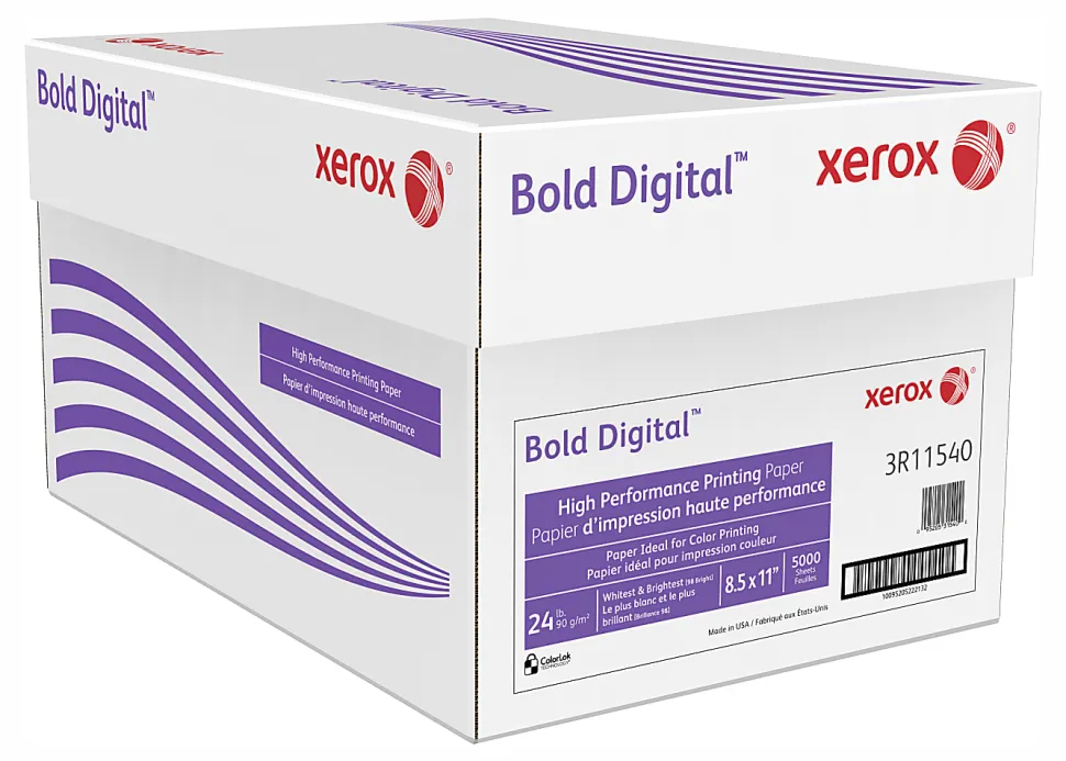 Xerox® Bold Digital™ Printing Paper, 1 Ream, Letter Size (8 1/2" x 11"), 98 (U.S.) Brightness, 24 Lb, FSC® Certified, Ream Of 500 sheets