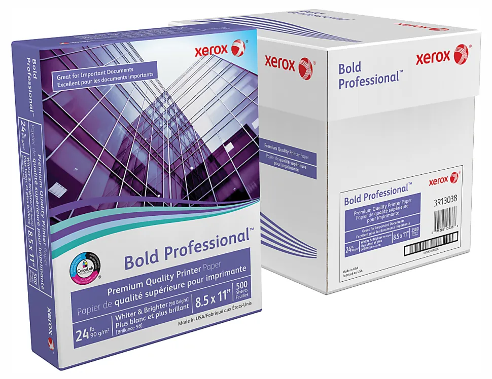 Xerox® Bold Professional Premium Quality Inkjet Or Laser Paper, 5 Reams, Letter Size, Ream Of 500 sheets, 24 Lb, 98 Brightness - 3R13038-CS