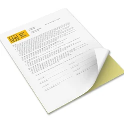 Xerox Revolution Premium Digital Carbonless Laser Paper, White/Canary, Letter (8 1/2" x 11"), 20 Lb, 92 Brightness, 250 Set/Ream, 10 Reams, 2500 Total