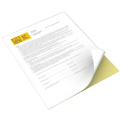 Xerox Revolution Premium Digital Carbonless Laser Paper, White/Canary, Letter (8 1/2" x 11"), 20 Lb, 92 Brightness, 250 Set/Ream, 10 Reams, 2500 Total