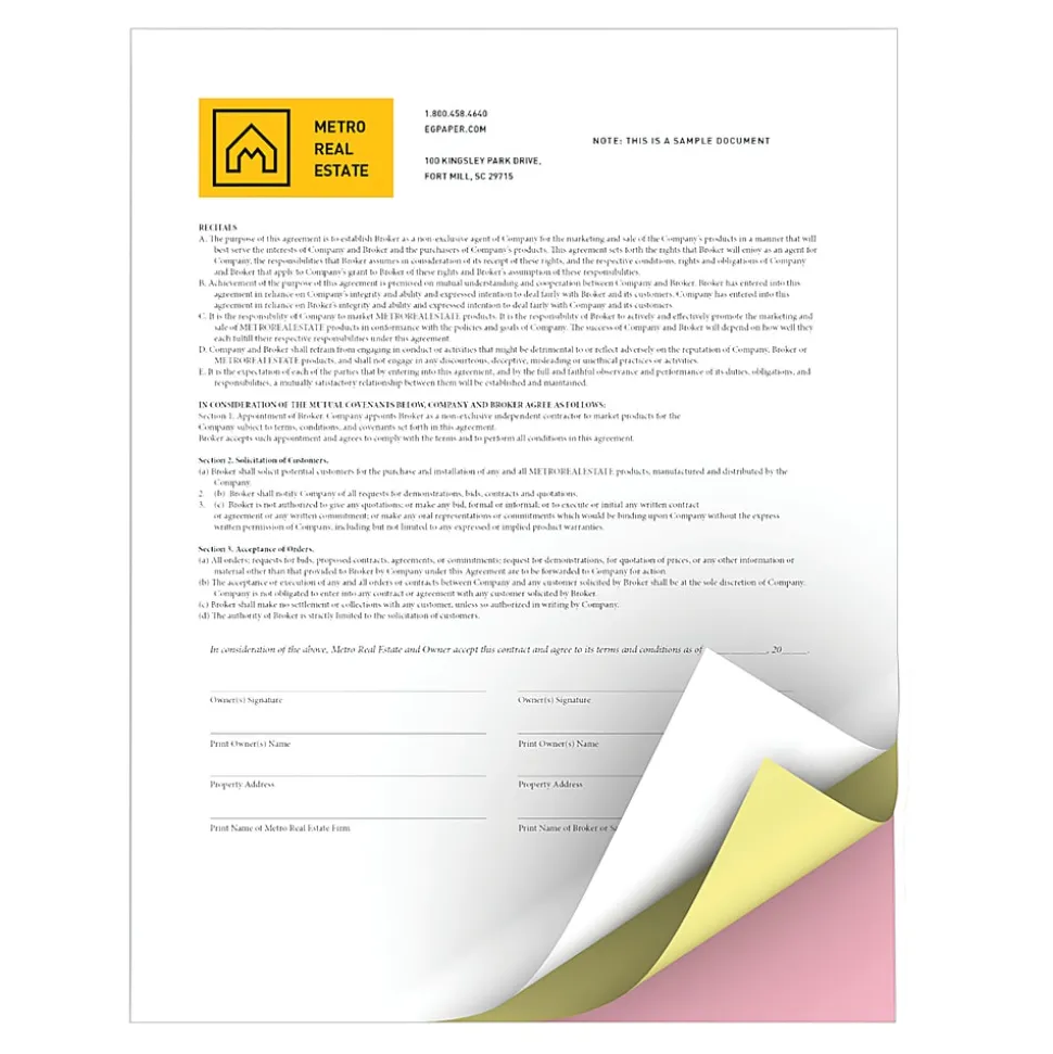 Xerox® Revolution™ Premium Digital Carbonless Laser Paper, White/Canary/Pink, Letter (8 1/2" x 11"), 20 Lb, 92 Brightness, 1670 Total, 167 Sets/Ream