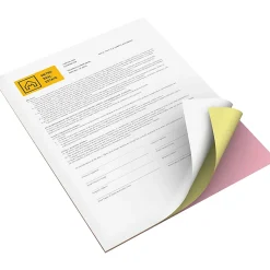 Xerox® Revolution™ Premium Digital Carbonless Laser Paper, White/Canary/Pink, Letter (8 1/2