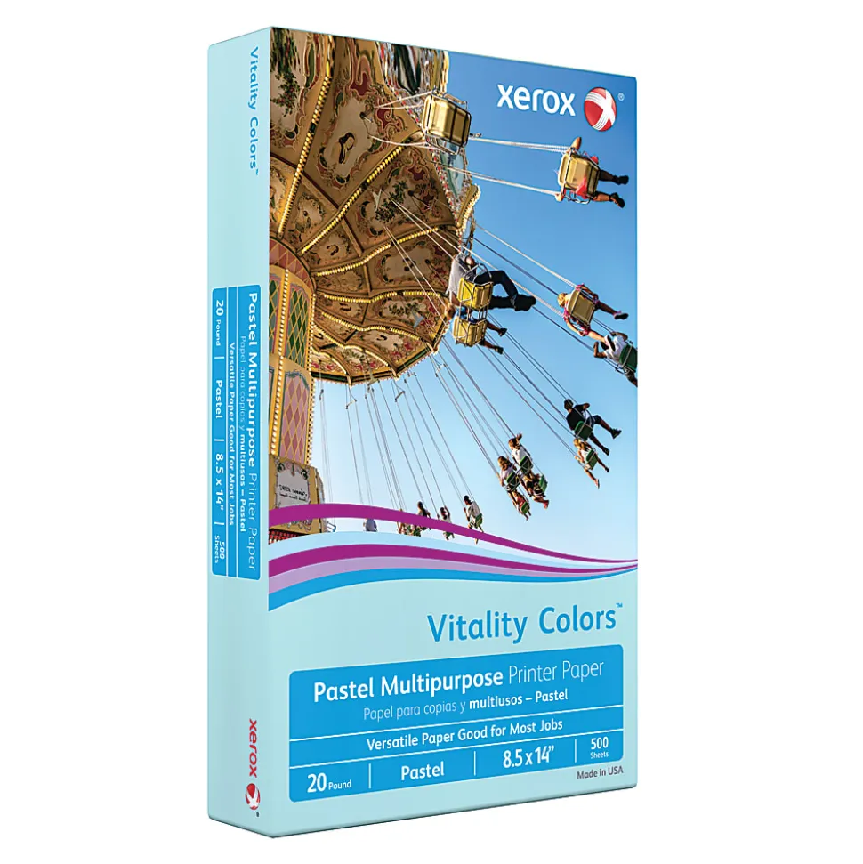 Xerox® Vitality Colors™ Multi-Use Printer & Copy Paper, 1 Ream, Blue, Legal (8.5" x 14"), 500 Sheets Per Ream, 20 Lb, 30% Recycled