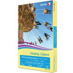 Xerox® Vitality Colors™ Multi-Use Printer & Copy Paper, 1 Ream, Yellow, Ledger (11" x 17"), 500 Sheets Per Ream, 20 Lb, 30% Recycled