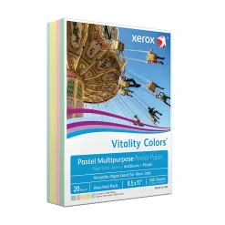 Xerox® Vitality Colors™ Multi-Use Printer & Copy Paper, 1 Ream, Assorted Pastels, Letter (8.5" x 11"), 500 Sheets Per Ream, 20 Lb, 30% Recycled