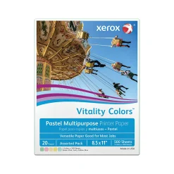 Xerox® Vitality Colors™ Multi-Use Printer & Copy Paper, 1 Ream, Assorted Pastels, Letter (8.5" x 11"), 500 Sheets Per Ream, 20 Lb, 30% Recycled