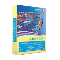 Xerox® Vitality Colors™ Pastel Plus Color Multi-Use Printer & Copy Paper, 1 Ream, Yellow, Letter (8.5"x11"), 500 Sheets Per Ream, 24 Lb, 30% Recycled