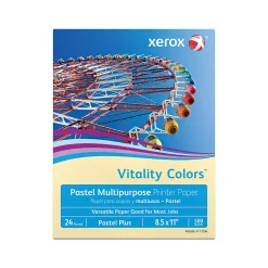 Xerox® Vitality Colors™ Pastel Plus Color Multi-Use Printer & Copy Paper, 1 Ream, Ivory, Letter (8.5" x 11"), 500 Sheets Per Ream, 24 Lb, 30% Recycled