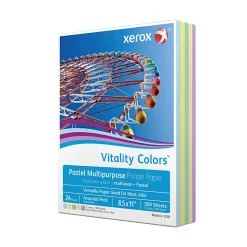 Xerox® Vitality Colors™ Pastel Plus Color Multi-Use Printer & Copy Paper, 1 Ream, Assorted, Letter (8.5" x 11"), 500 Sheets/Ream, 24 Lb