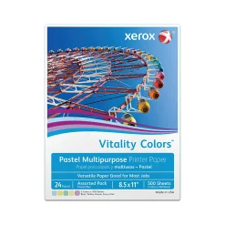 Xerox® Vitality Colors™ Pastel Plus Color Multi-Use Printer & Copy Paper, 1 Ream, Assorted, Letter (8.5" x 11"), 500 Sheets/Ream, 24 Lb