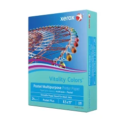 Xerox® Vitality Colors™ Pastel Plus Color Multi-Use Printer & Copy Paper, 1 Ream, Aqua, Letter (8.5" x 11"), 500 Sheets Per Ream, 24 Lb, 30% Recycled
