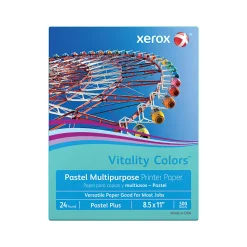 Xerox® Vitality Colors™ Pastel Plus Color Multi-Use Printer & Copy Paper, 1 Ream, Aqua, Letter (8.5" x 11"), 500 Sheets Per Ream, 24 Lb, 30% Recycled
