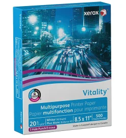 Xerox® Vitality™ 3-Hole Punched Multi-Use Printer & Copy Paper, 1 Ream, White, Letter Size, 500 Sheets Per Ream, 20 Lb, 92 Brightness - 3R2641RM