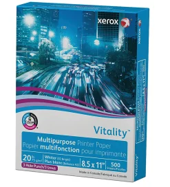Xerox® Vitality™ 3-Hole Punched Multi-Use Printer & Copy Paper, 1 Ream, White, Letter Size, 500 Sheets Per Ream, 20 Lb, 92 Brightness - 3R2641RM