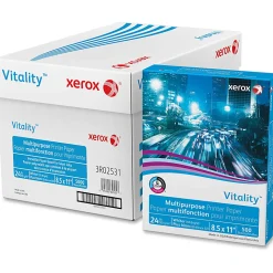 Xerox® Vitality™ Multi-Use Printer & Copy Paper, 10 Reams, White, Letter (8.5" x 11"), 5000 Sheets Per Case, 24 Lb, 92 Brightness, FSC® Certified