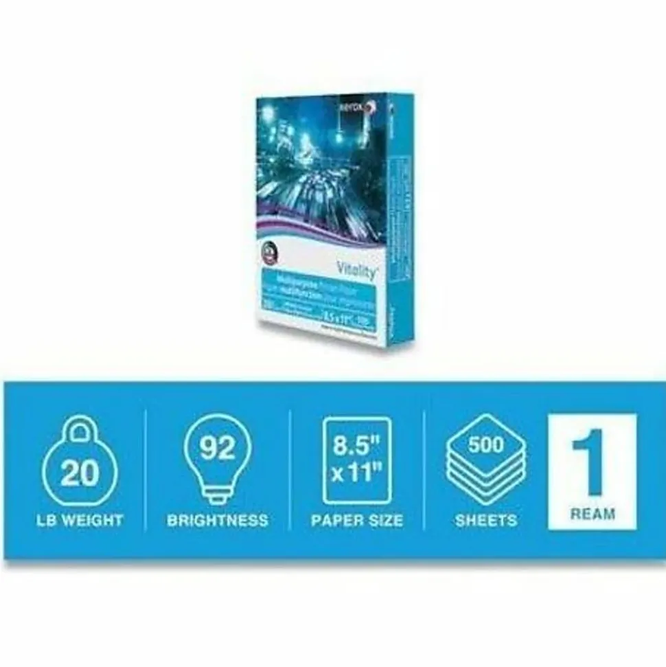 Xerox® Vitality™ Standard Multi-Use Printer & Copy Paper, 1 Ream, White, Letter (8.5"x11"), 500 Sheets Per Ream, 20 Lb, 92 Brightness, FSC® Certified