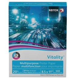 Xerox® Vitality™ Uncoated Multi-Use Printer & Copy Paper, 1 Ream, White, Letter (8.5"x11"), 500 Sheets Per Ream, 20 Lb, 92 Brightness, FSC® Certified