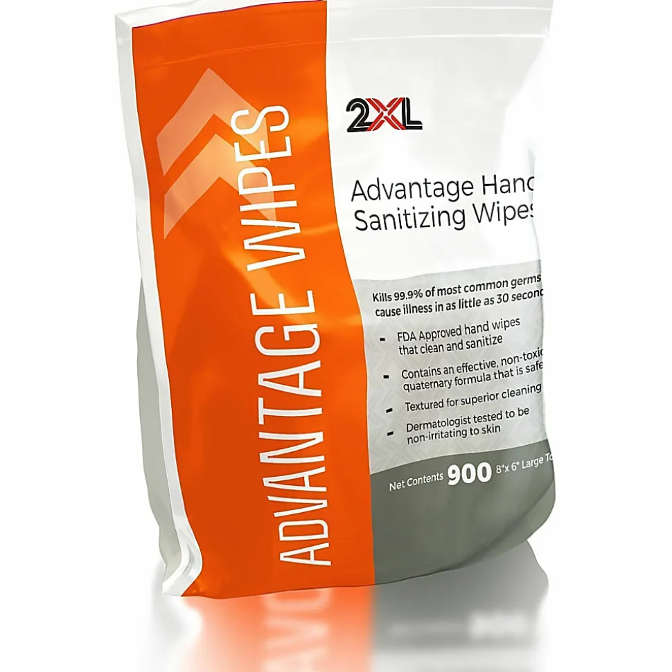 2XL GymWipes® Advantage All Surface One-Step Cleaner Refills, 8" x 9", 900 Wipes Per Roll, Carton Of 4