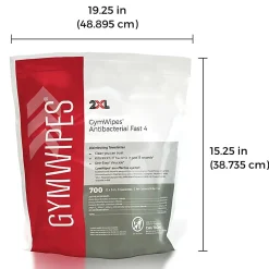 2XL GymWipes Antibacterial Towelettes Bucket Refill, 8” x 6”, Citrus Scent, 700 Sheets Per Container, Set Of 4 Containers
