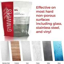 2XL GymWipes Antibacterial Towelettes Bucket Refill, 8” x 6”, Citrus Scent, 700 Sheets Per Container, Set Of 4 Containers