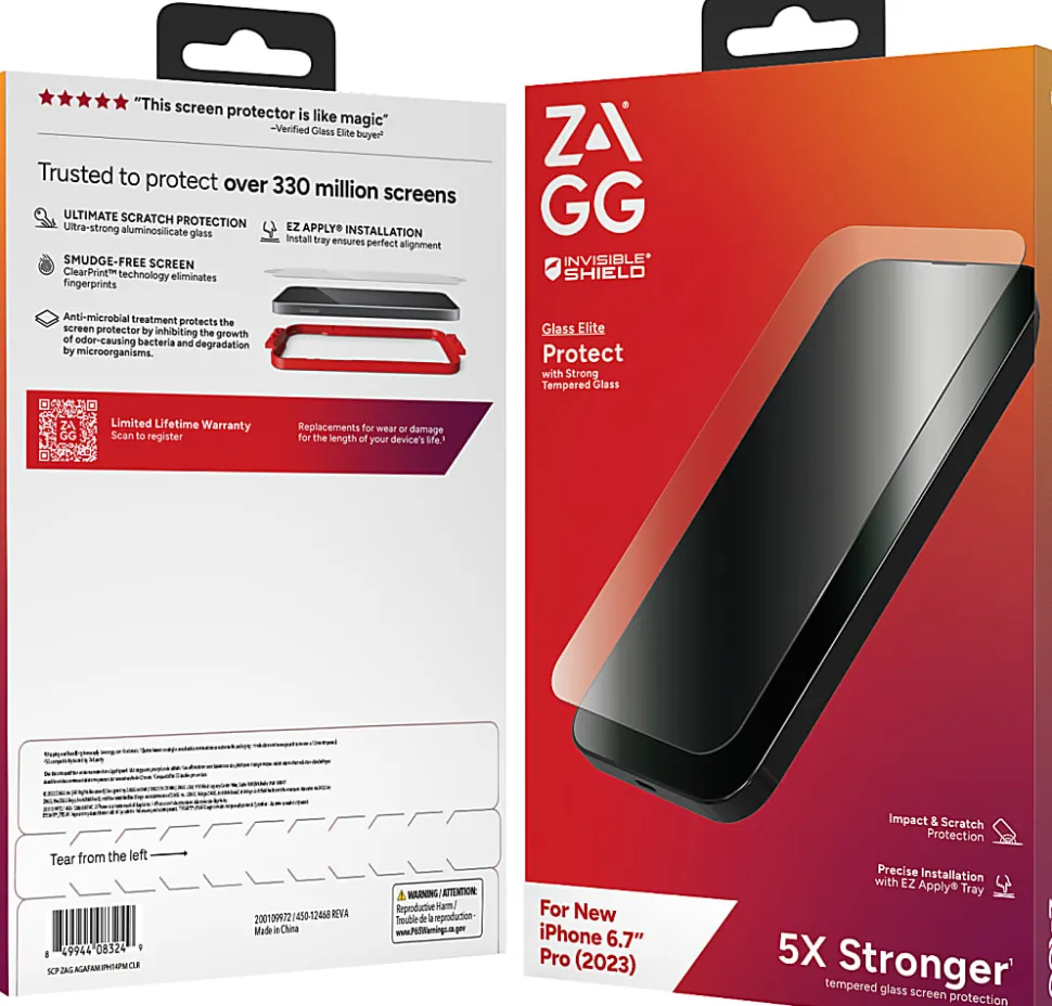 ZAGG InvisibleShield Glass Elite Antimicrobial Screen Protector For iPhone® 15 Pro Max, Clear, 200111577