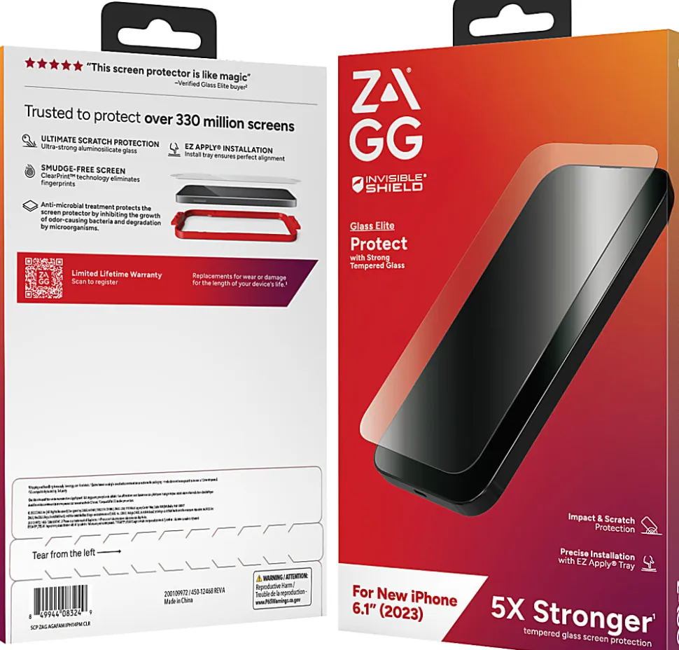 ZAGG InvisibleShield Glass Elite Antimicrobial Screen Protector For iPhone® 15 Plus, Clear, 200111569