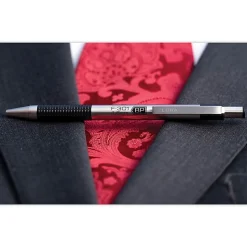 Zebra® Pen BCA F-301 Ballpoint Pens, Pack Of 2, Fine Point, 0.7 mm, Silver Barrel, Black Ink