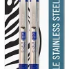 Zebra® Pen BCA F-301 Ballpoint Pens, Fine Point, Stainless Steel Barrel, Blue Ink, Pack Of 2