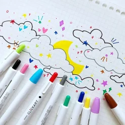 Zebra® Pen ClickArt® Retractable Marker Pens, Fine Point, 0.6 mm, Assorted Ink Colors, Pack Of 12 Pens