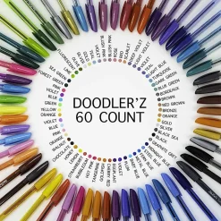 Zebra® Pen doodler'z™ Gel Stick Pens, Pack Of 60, Bold Point, 1.0 mm, Translucent Barrel, Assorted Ink