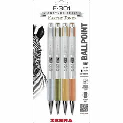 Zebra Pen F-301 EarthyTones Retractable Ballpoint Pens, 27304