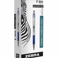 Zebra Pen F-301 Stainless Steel Ballpoint Pens - Fine Pen Point - 0.7 mm Pen Point Size - Refillable - 27120