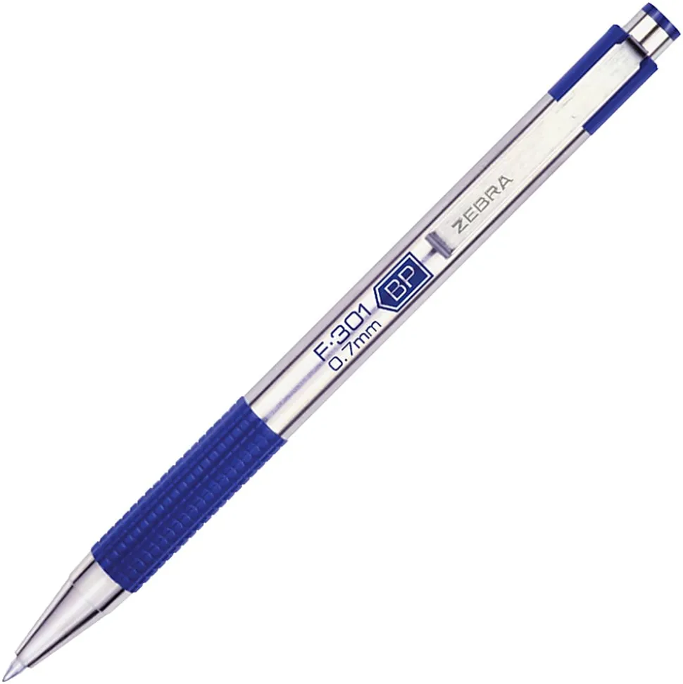Zebra Pen F-301 Stainless Steel Ballpoint Pens - Fine Pen Point - 0.7 mm Pen Point Size - Refillable - 27120