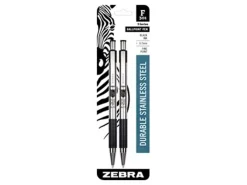 Zebra® Pen F-301 Stainless Steel Retractable Ballpoint Pens, Pack Of 4, Fine Point, 0.7 mm, Black Ink