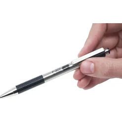 Zebra® Pen F-301 Stainless Steel Retractable Ballpoint Pens, Pack Of 12, Bold Point, 1.6 mm, Silver Barrel, Black Ink