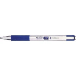 Zebra® Pen G-301® Retractable Gel Pens, Pack Of 2, Medium Point, 0.7 mm, Silver Barrel, Blue Ink