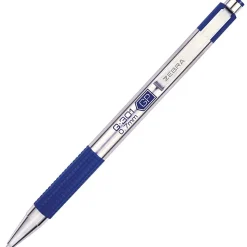 Zebra® Pen G-301® Retractable Gel Pens, Pack Of 2, Medium Point, 0.7 mm, Silver Barrel, Blue Ink