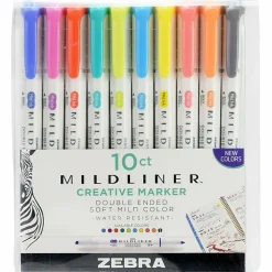 Zebra Pen Mildliner Double Ended Highlighter - Fine, Bold Marker Point - Bullet, Chisel Marker Point Style -  10 / Pack