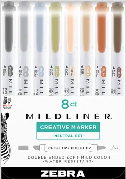 Zebra® Pen MILDLINER™ Double-Ended Creative Markers, Pack Of 8, Chisel/Fine Point, Assorted Neutral Colors
