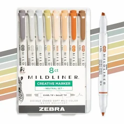 Zebra® Pen MILDLINER™ Double-Ended Creative Markers, Pack Of 8, Chisel/Fine Point, Assorted Neutral Colors