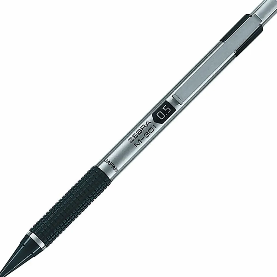 Zebra® Pen M-301 Stainless Steel Mechanical Pencil, Fine Point, 0.5 mm, Silver/Black Barrel