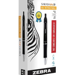 Zebra® Pen SARASA® Dry X1 Retractable Gel Pens, Pack Of 12, Medium Point, 0.7 mm, Black Barrel, Black Ink