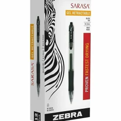 Zebra® Pen SARASA® Retractable Gel Pens, Pack Of 12, Bold Point, 1.0 mm, Clear Barrel, Black Ink