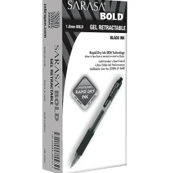 Zebra® Pen SARASA® Retractable Gel Pens, Pack Of 12, Bold Point, 1.0 mm, Clear Barrel, Black Ink