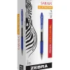 Zebra® Pen SARASA® Retractable Gel Pens, Pack Of 12, Medium Point, 0.7 mm, Clear Barrel, Blue Ink